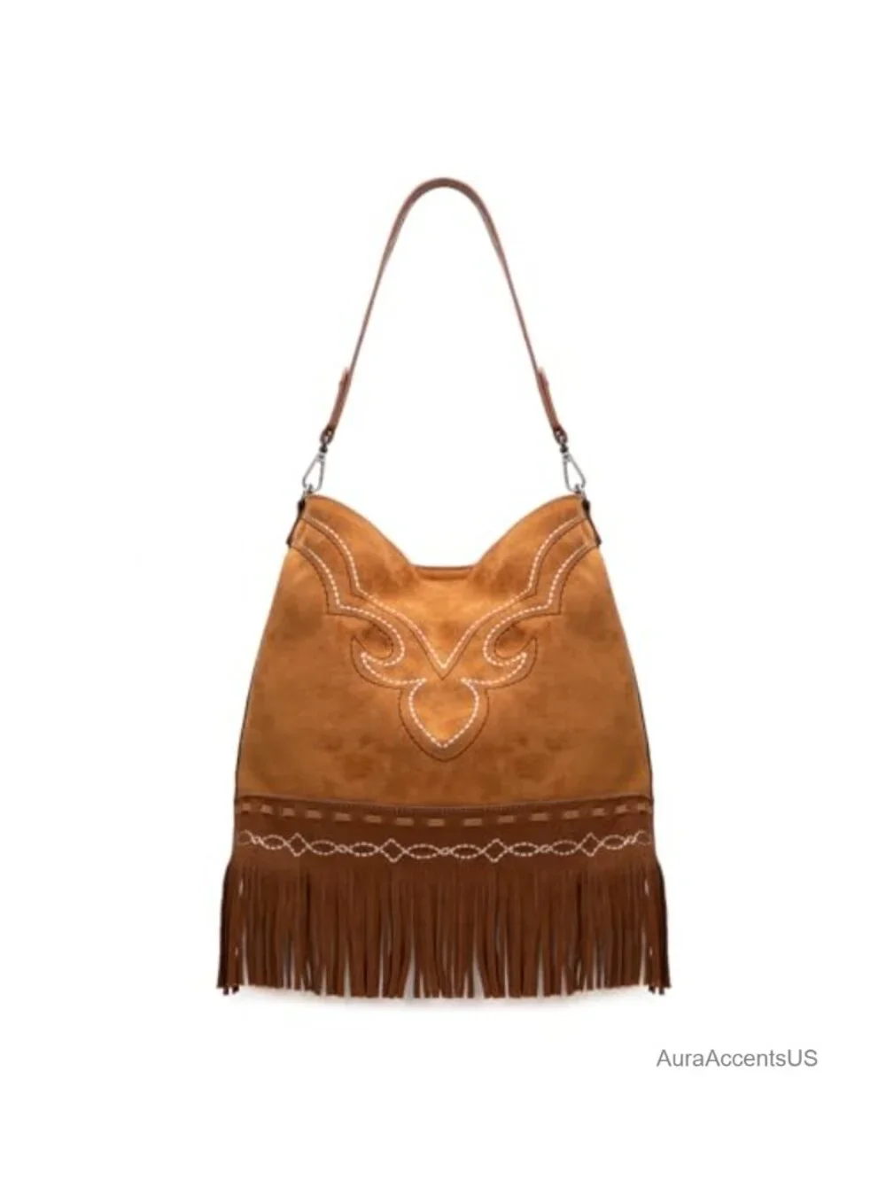 Western Fringe Suede Hobo Bag Faux Leather Shoulder Purse
